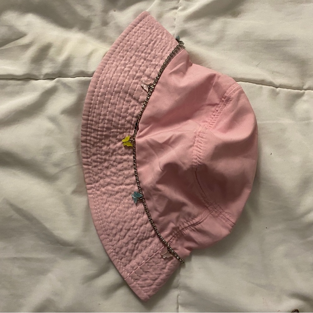 Butterfly rhinestone pink bucket hat